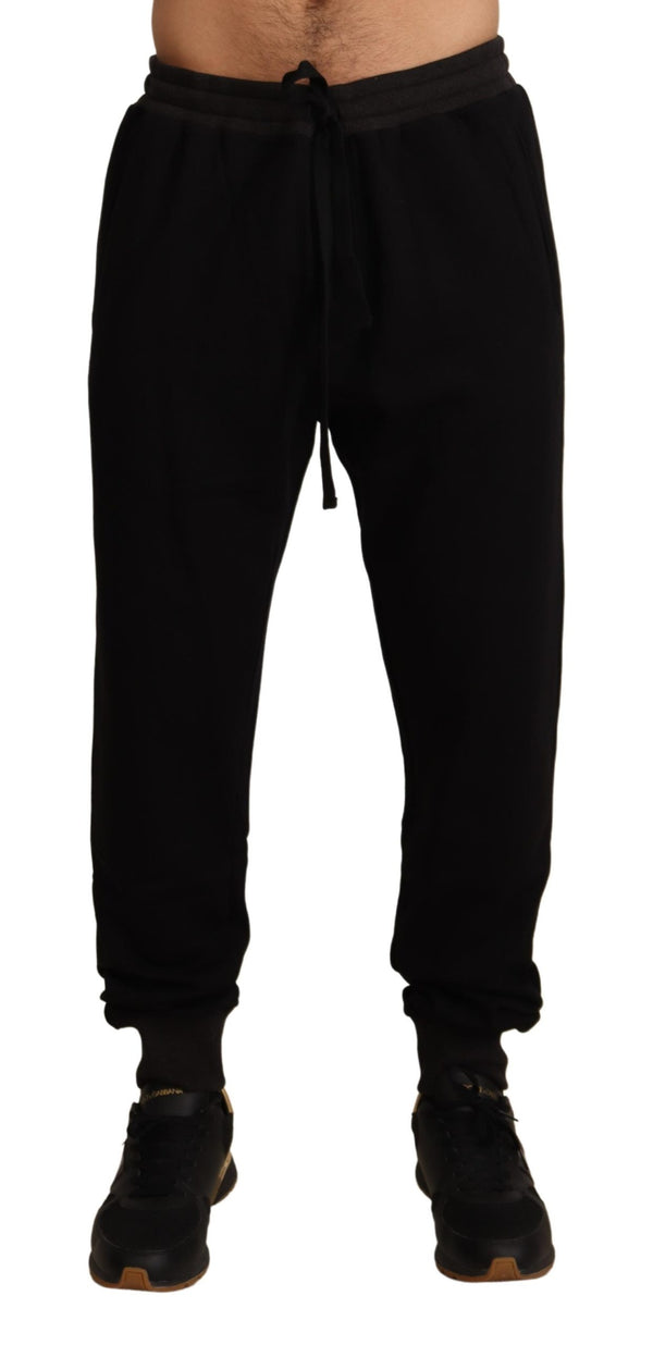 Black Cotton Crown Jogging Sweatpants