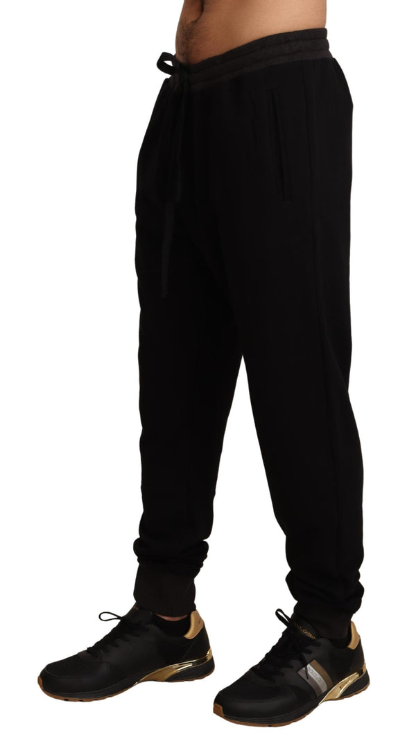 Black Cotton Crown Jogging Sweatpants