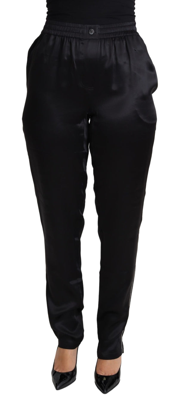 Black Skinny Tapered Trouser Silk Satin Pants