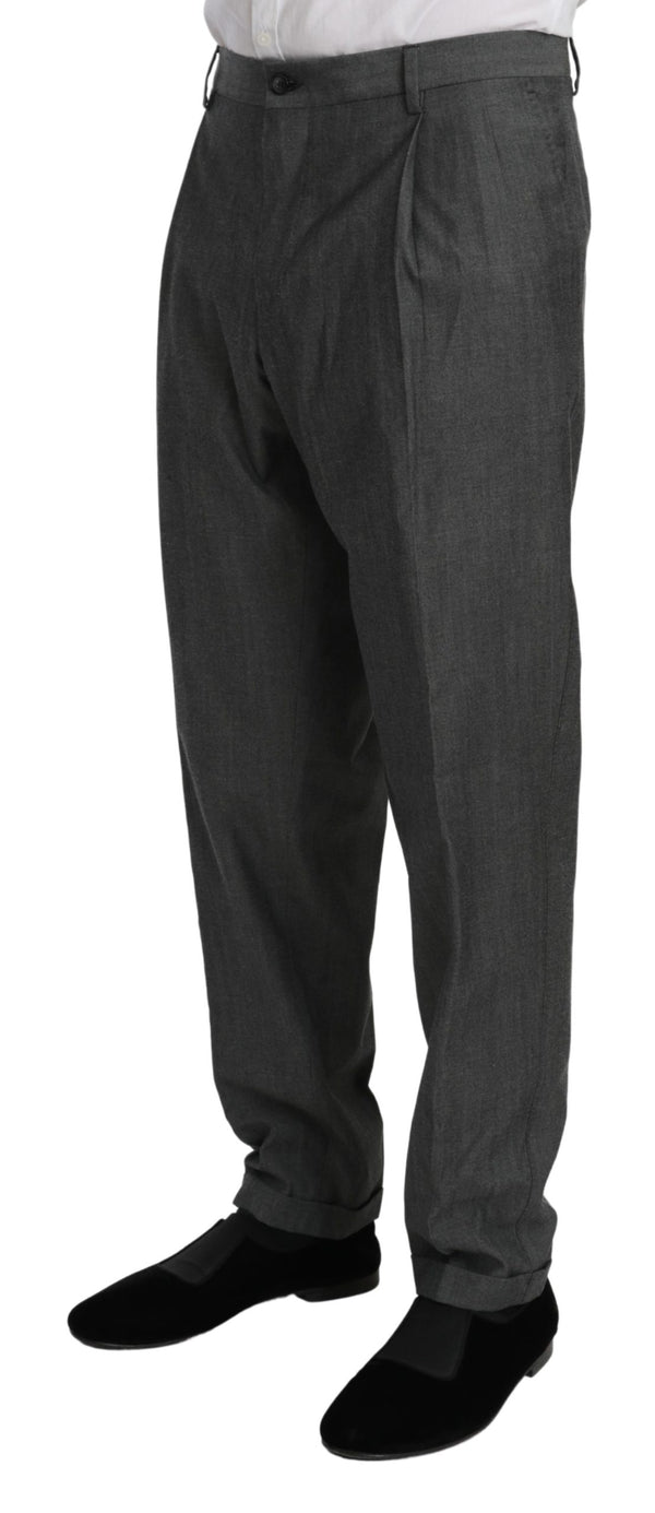 Gray Formal Dress Trouser Virgin Wool Pants