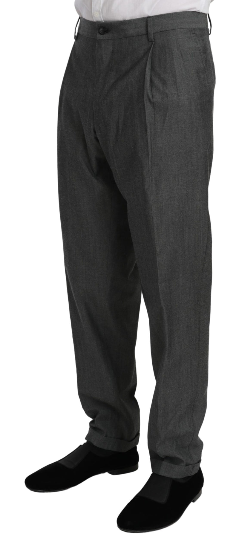 Gray Formal Dress Trouser Virgin Wool Pants