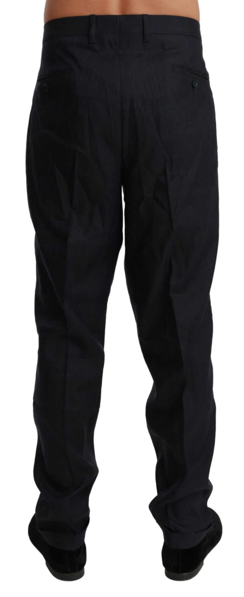 Blue Linen Silk Dress Trouser Flax Pants