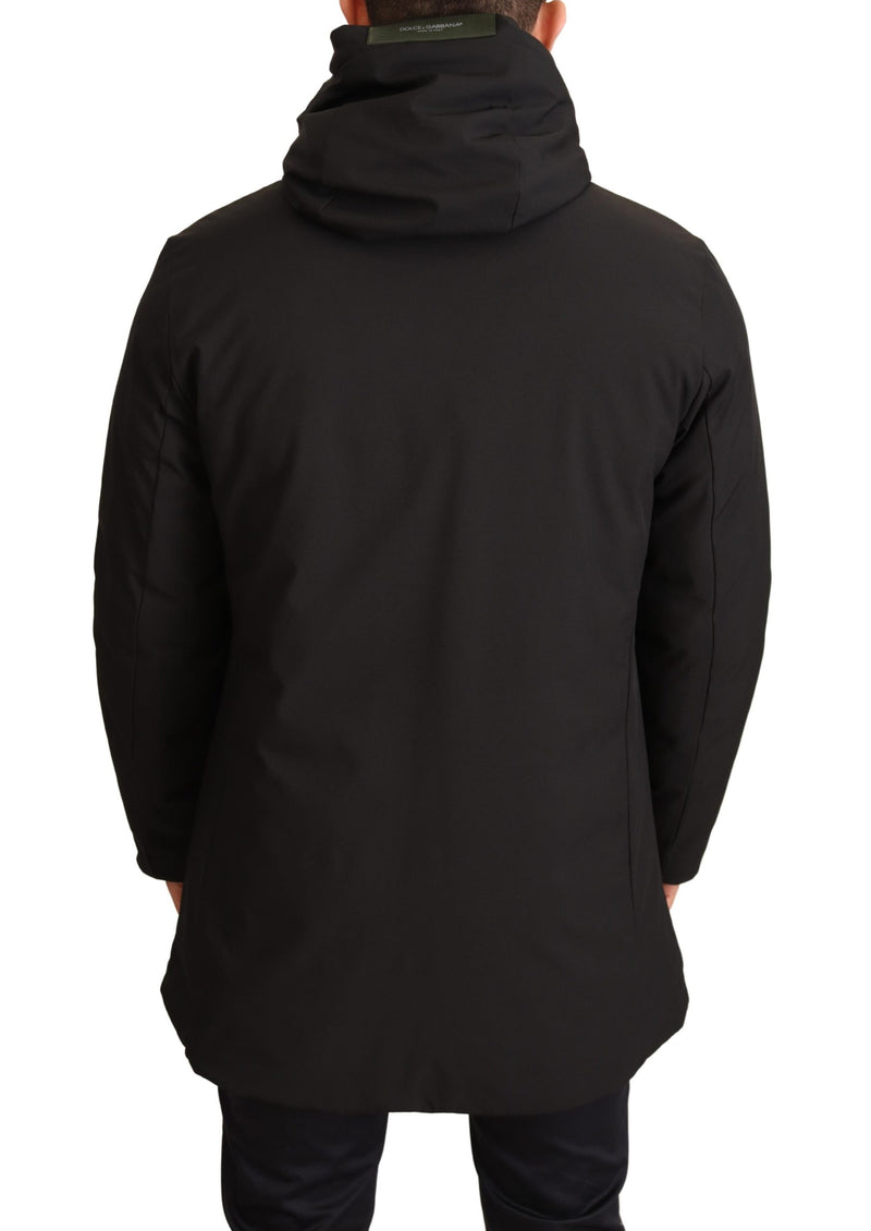 Black Polyester Full Zip Windbreaker Jacket