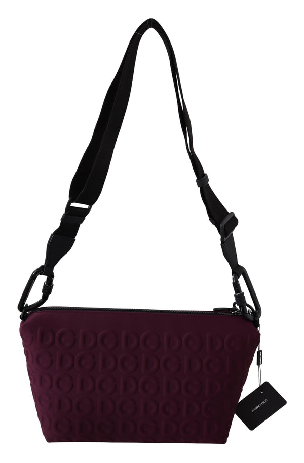 Maroon DG Logo Embossed Crossbody Neoprene Bag