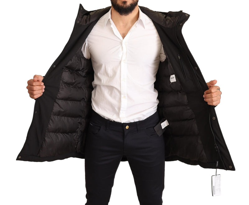 Black Polyester Full Zip Windbreaker Jacket