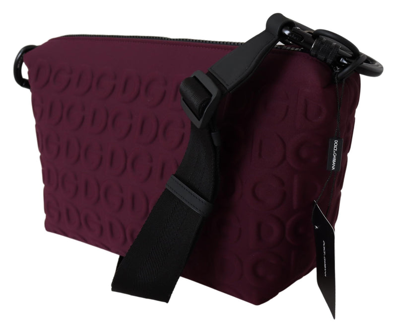 Maroon DG Logo Embossed Crossbody Neoprene Bag