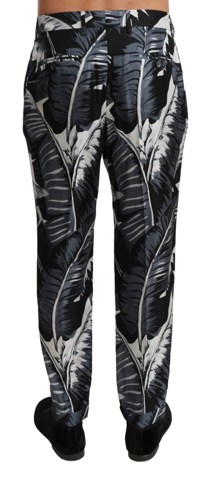 Black Banana Leaf Casual Trouser Silk Pants