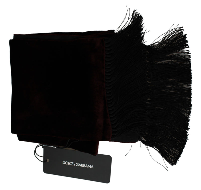 Scarf Maroon Black Silk Neck Wrap Fringes