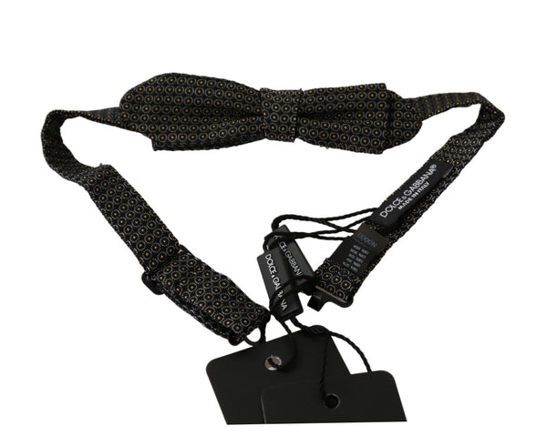 Black Patterned Mens Necktie Papillon 100% Silk Bow Tie