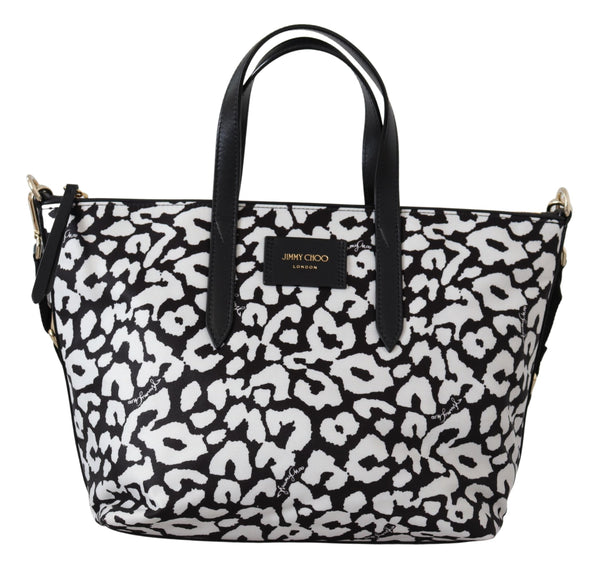 White & Black Nylon Candice Tote Shoulder Bag