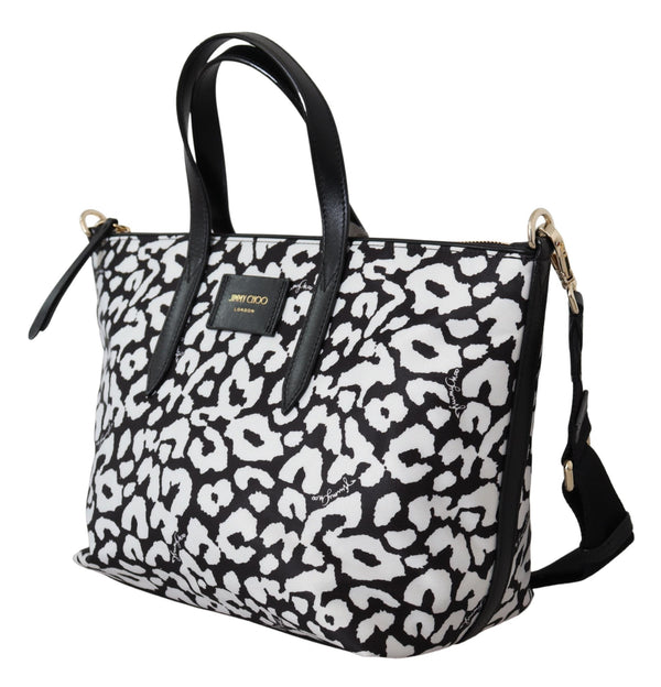 White & Black Nylon Candice Tote Shoulder Bag