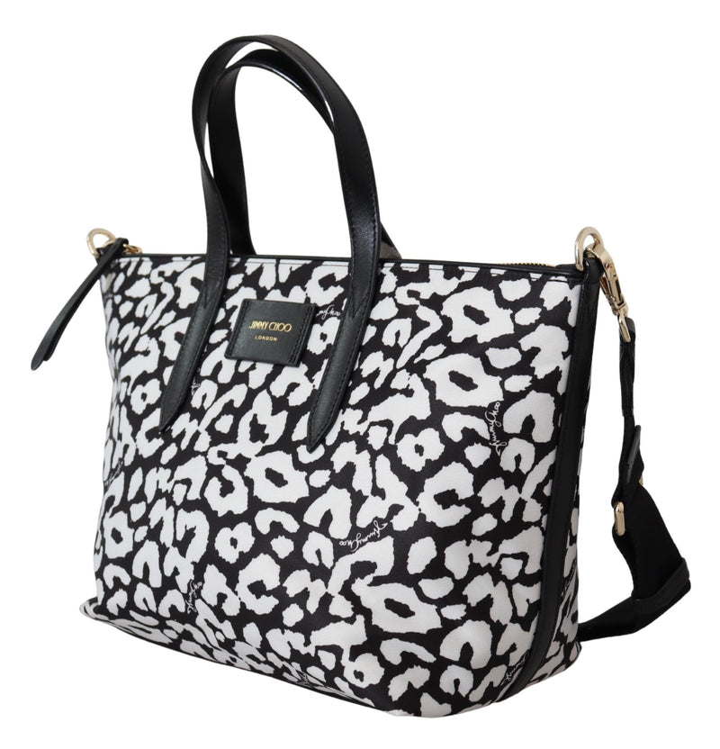 White & Black Nylon Candice Tote Shoulder Bag