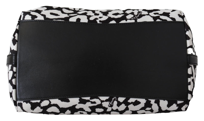 White & Black Nylon Candice Tote Shoulder Bag