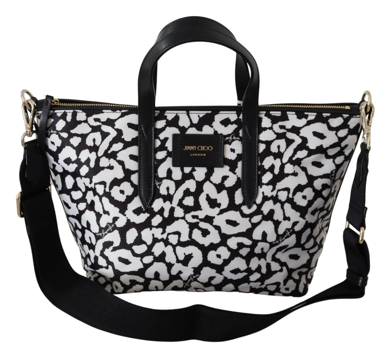White & Black Nylon Candice Tote Shoulder Bag