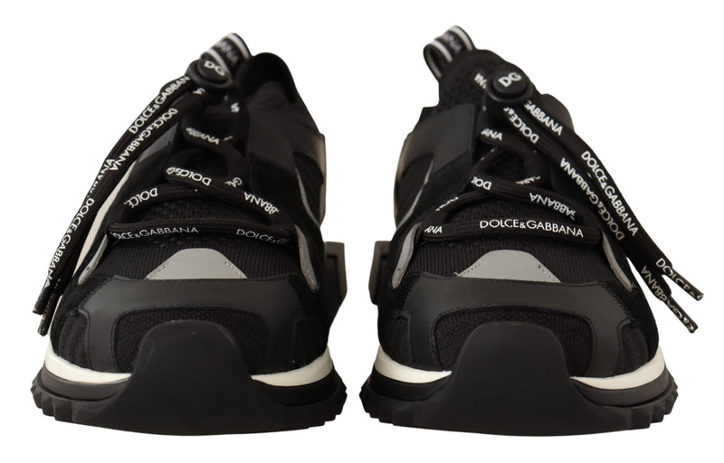 Black Leather Mens Sneakers Low Top Shoes