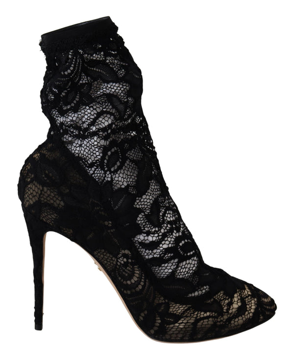 Black Lace Taormina High Heel Boots