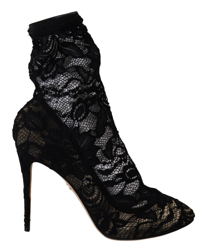 Black Lace Taormina High Heel Boots