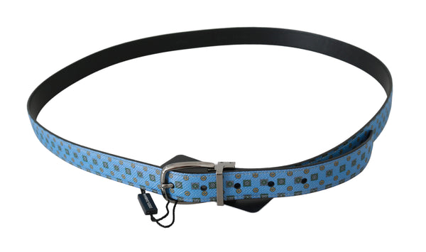 Blue Waist Men Leather Tie Silk Belt and Tie.