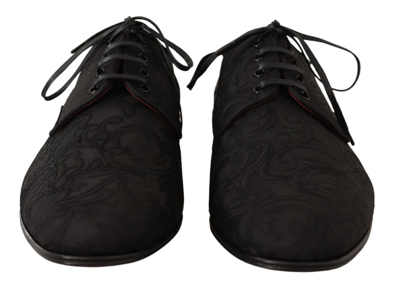 Black Jacquard Lace Up Dress Derby Shoes