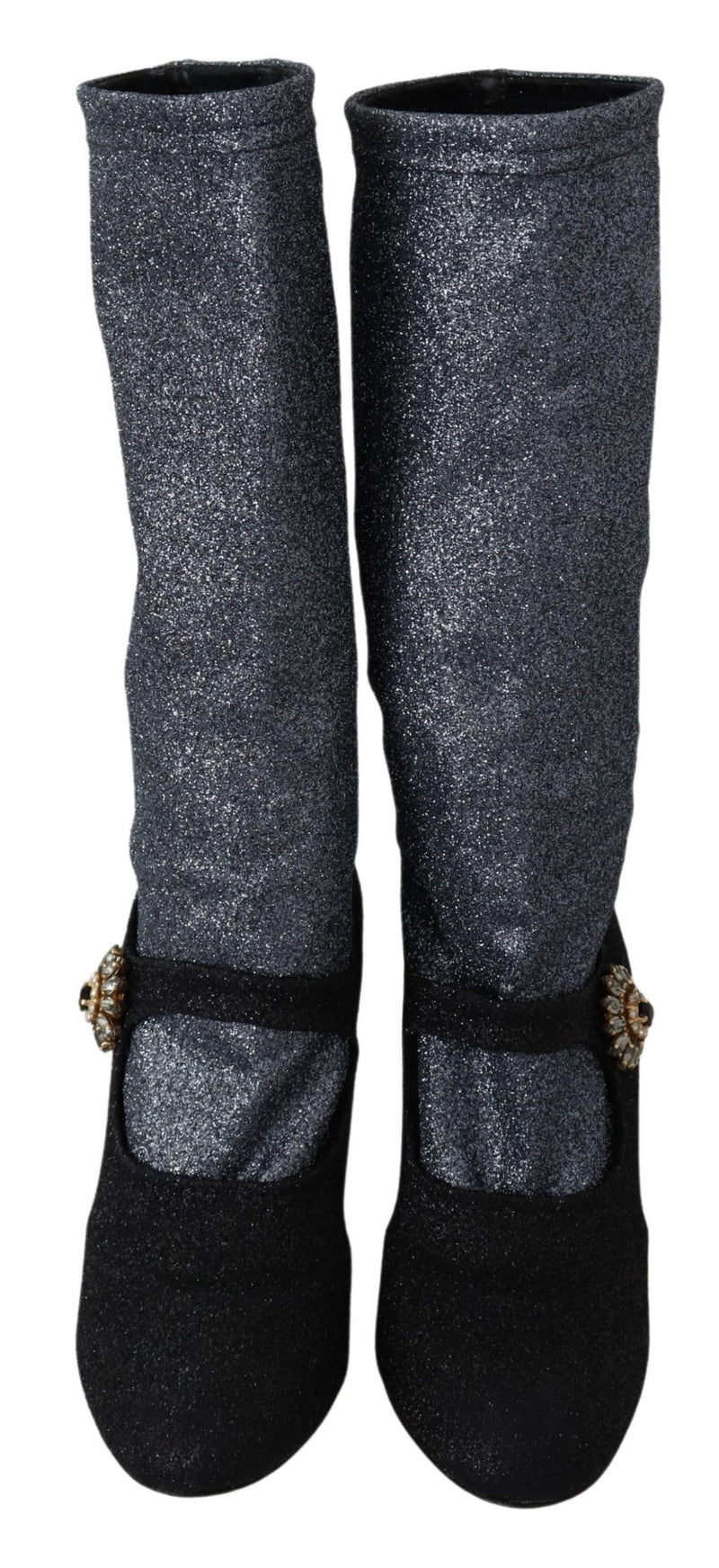 Black Crystal Glitter Boots Shoes