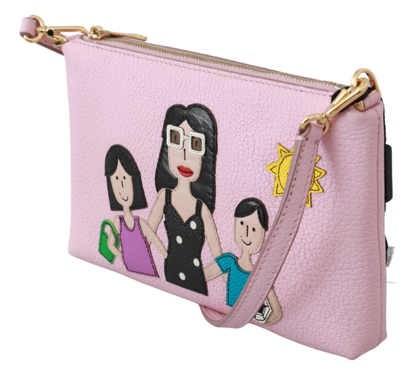 Pink Leather #dgfamily Clutch Shoulder Borse Purse