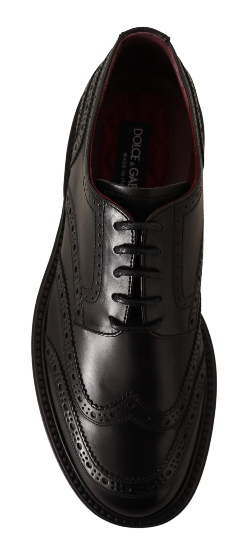 Black Wingtip Leather Lace Up Derby Shoes
