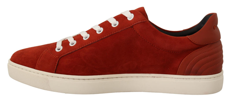 Red Suede Leather Low Tops Mens Sneakers