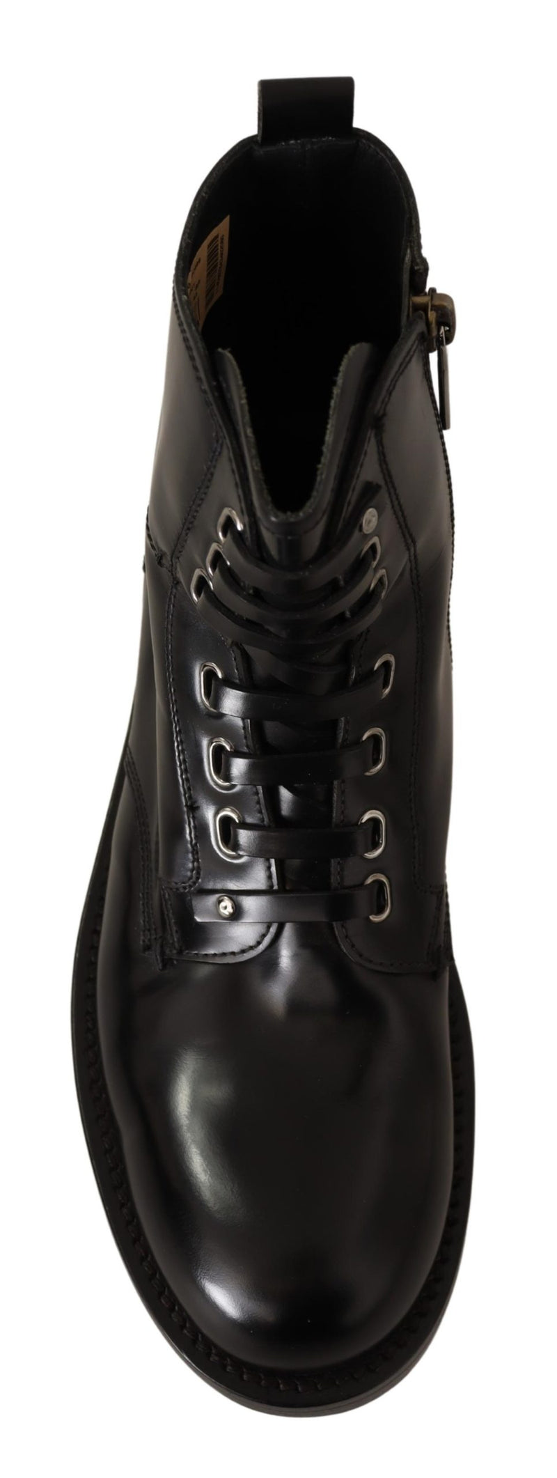 Black Leather Combat Lace Up Boots