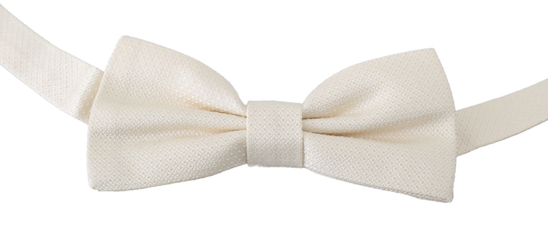 Beige Cream 100% Silk Adjustable Neck Butterfly Bow Tie