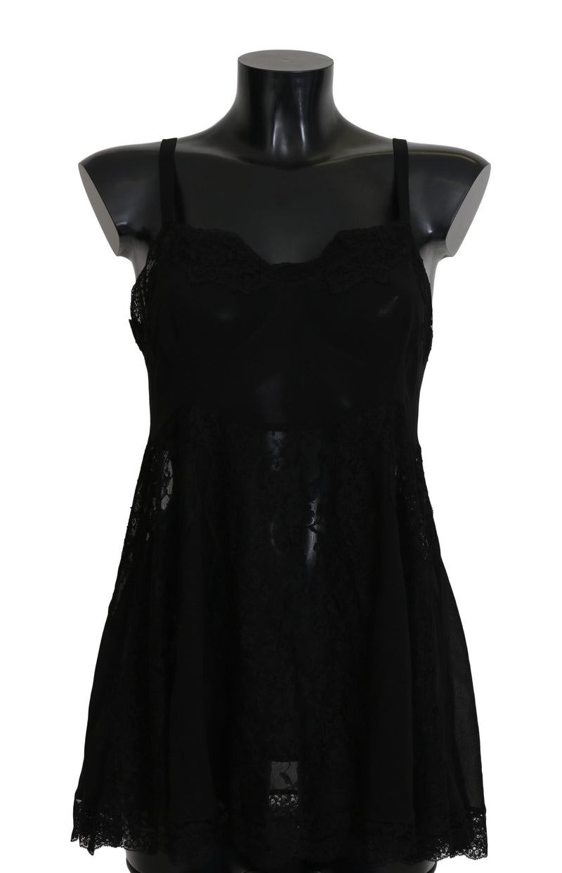 Black Silk Lace Dress Lingerie Chemisole