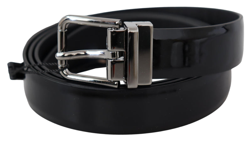 Black Leather Silver Buckle Cintura Belt