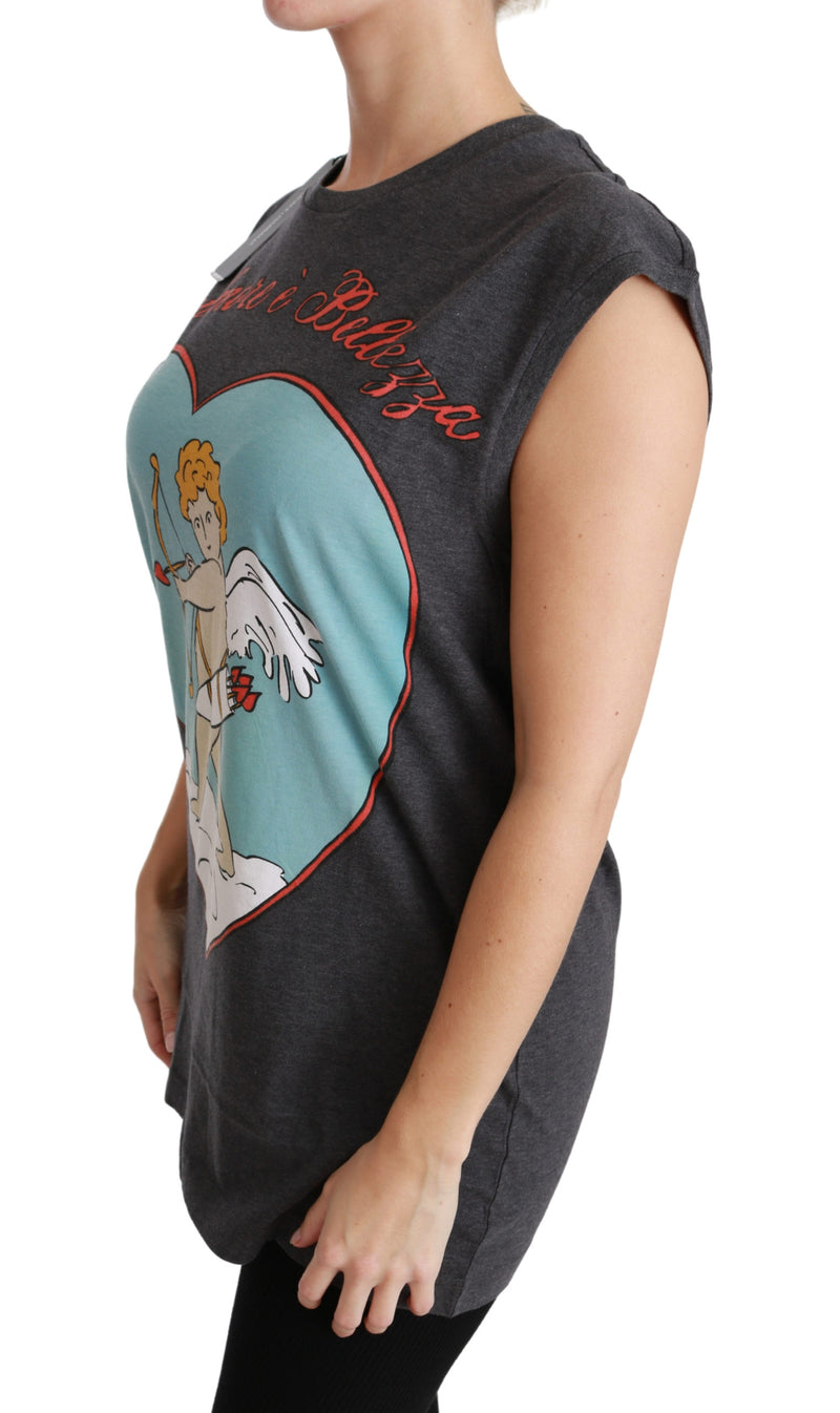 Gray L'Amore E'Bellezza Cotton Top T-shirt