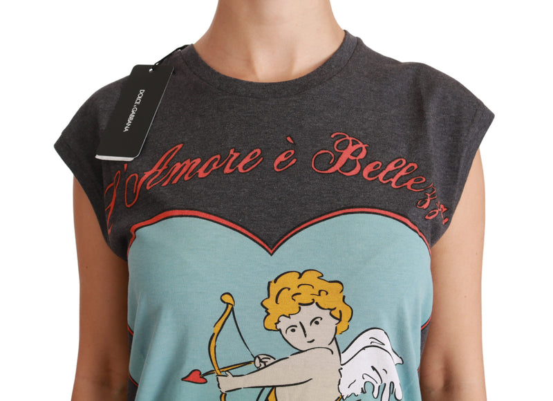 Gray L'Amore E'Bellezza Cotton Top T-shirt