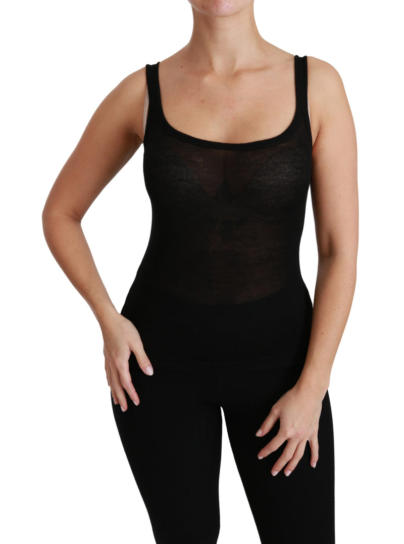 Black Spaghetti Strap Tank Cashmere Top T-shirt