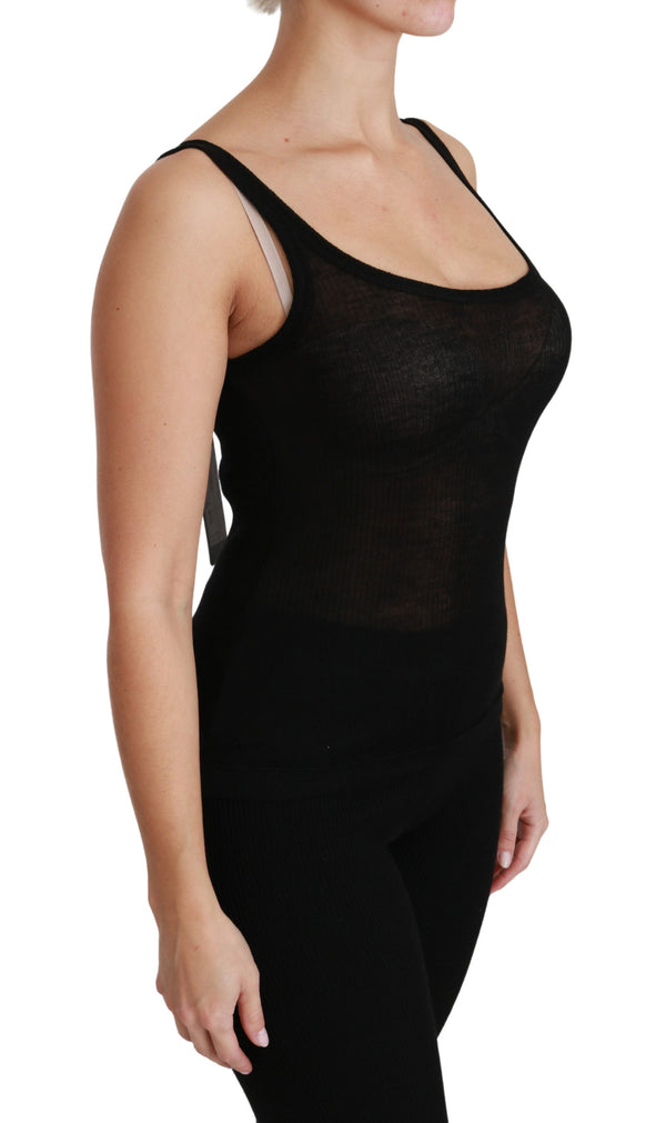 Black Spaghetti Strap Tank Cashmere Top T-shirt