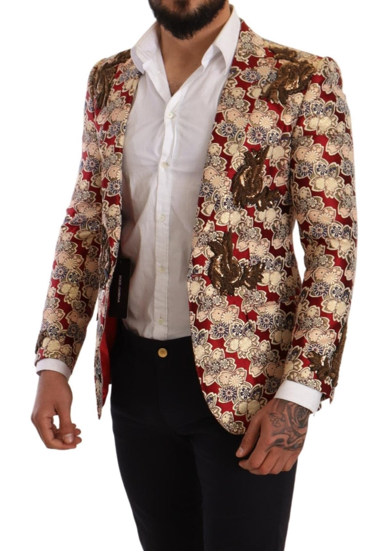 Gold Red Floral Embroidery MARTINI Blazer