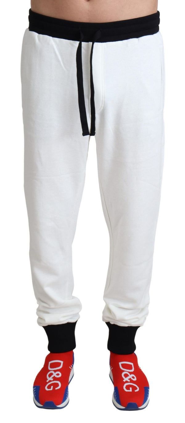 White Cotton Crown Jogger Men Trouser Pants