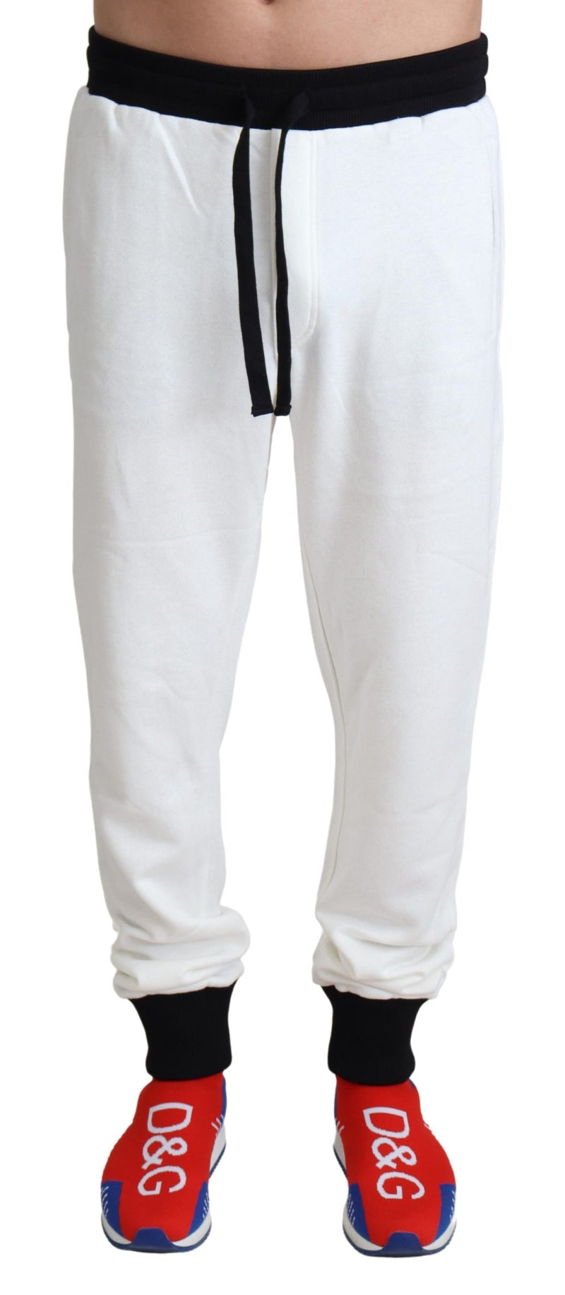 White Cotton Crown Jogger Men Trouser Pants