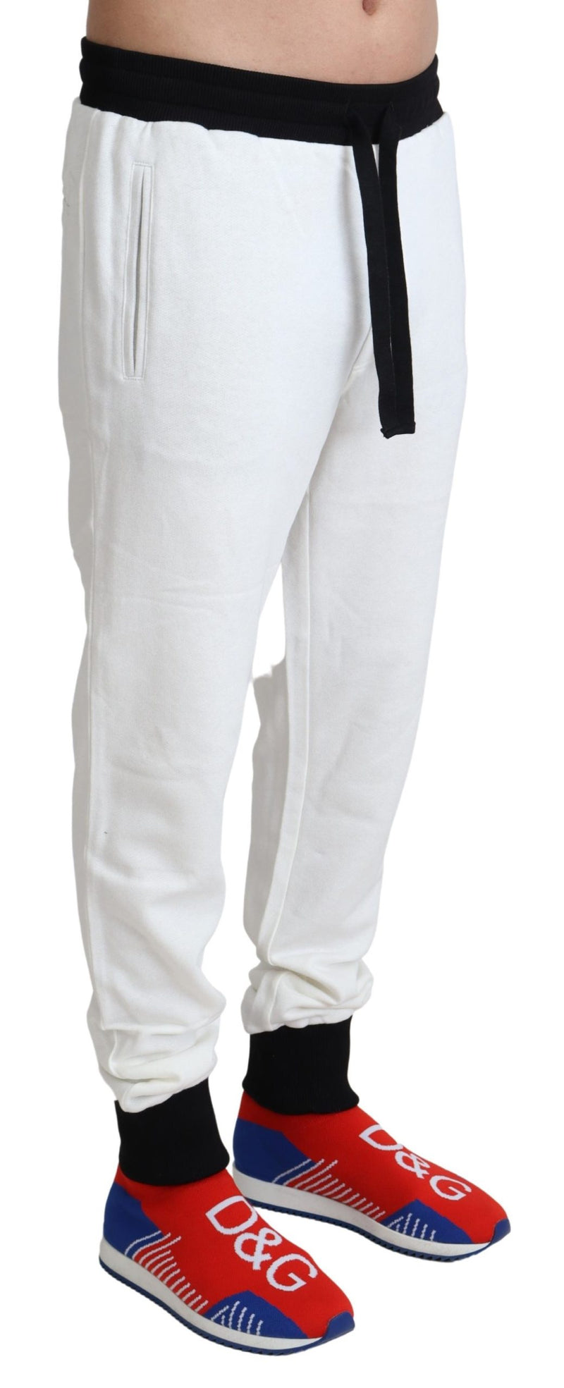 White Cotton Crown Jogger Men Trouser Pants