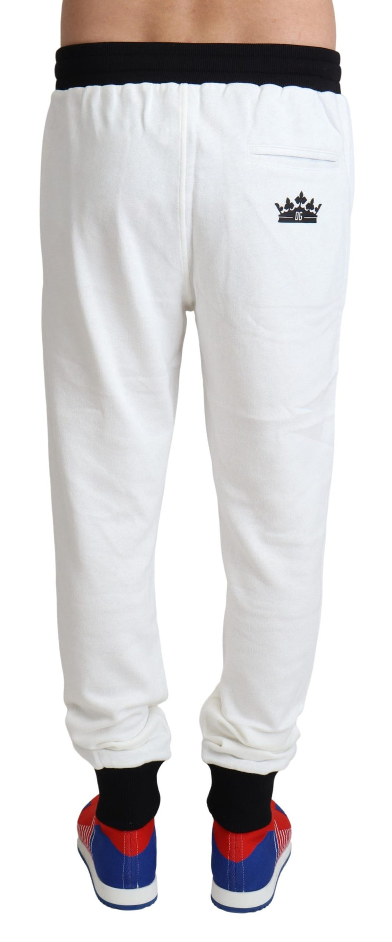 White Cotton Crown Jogger Men Trouser Pants