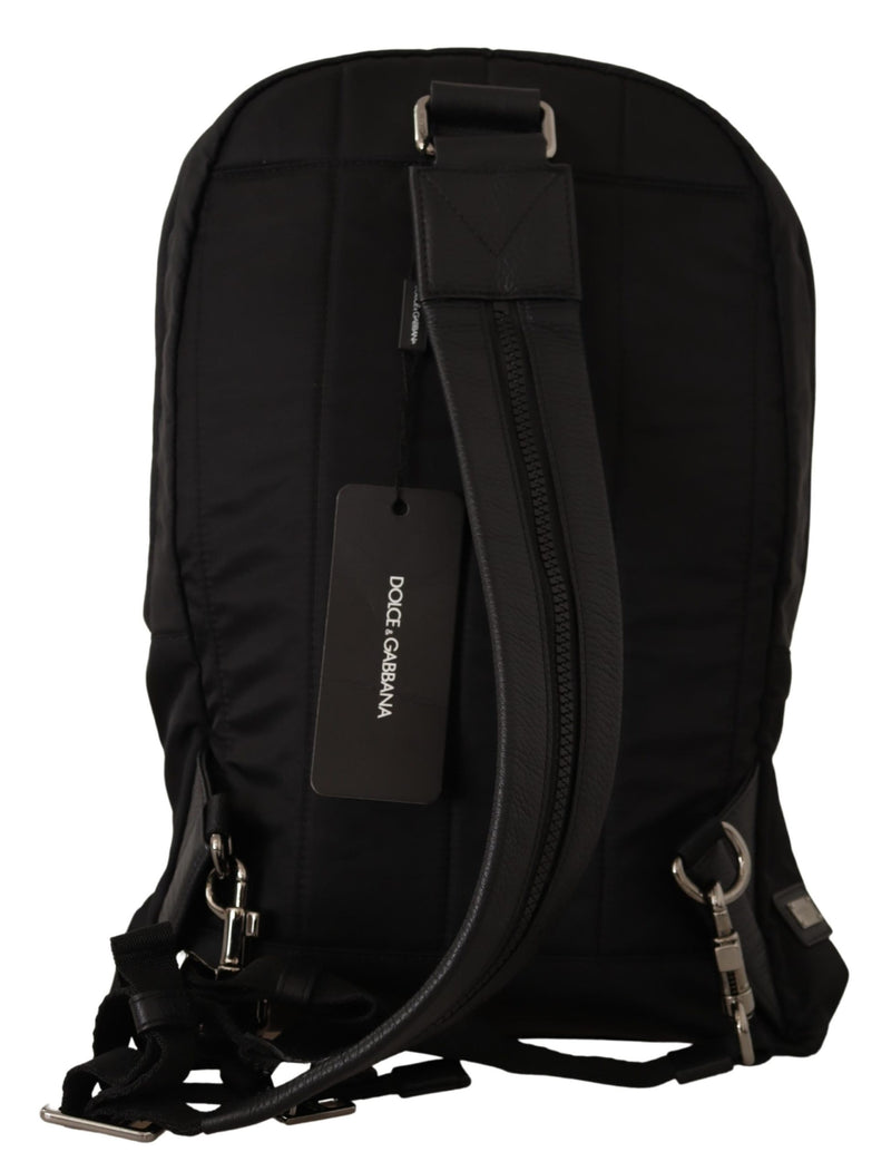 Black Nylon DG Patch Travel School Backpack Bag