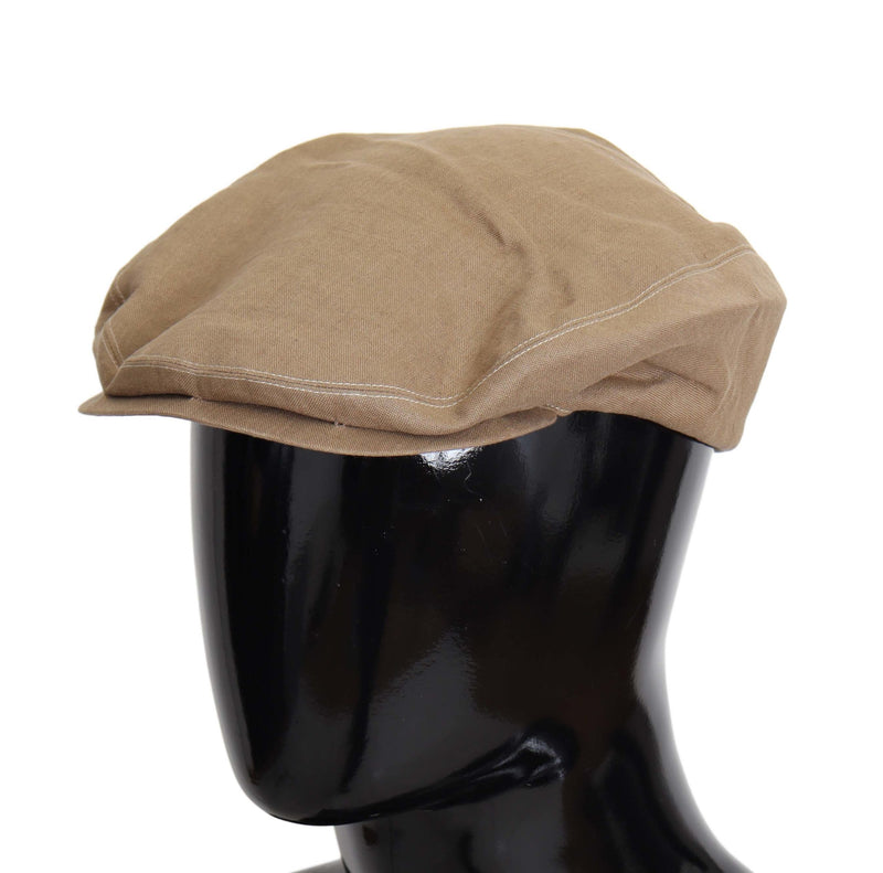 Beige Solid Newsboy Men Capello Polyester Hat