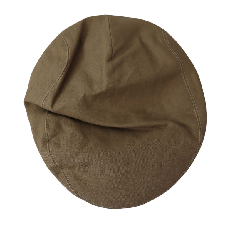 Beige Solid Newsboy Men Capello Polyester Hat
