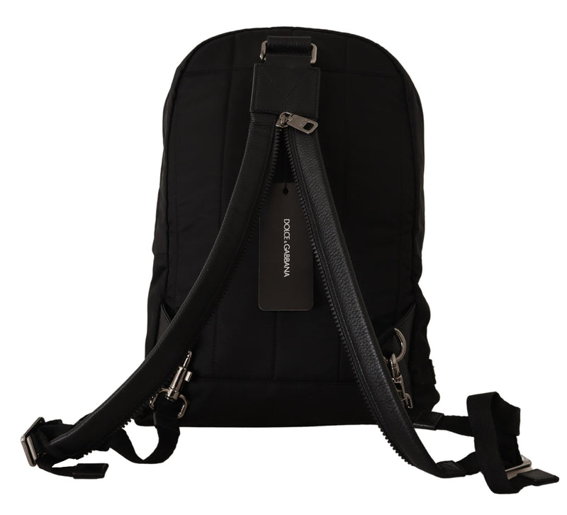 Black Nylon DG Patch Travel School Backpack Bag