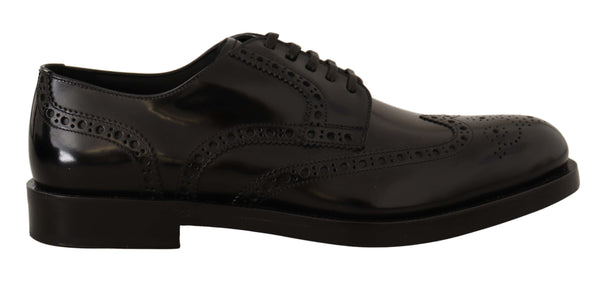 Black Leather Brogue Oxford Dress Dress