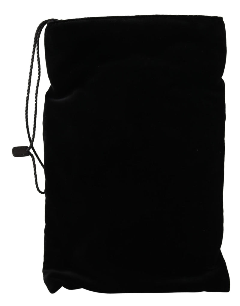 Black Velvet Holder Logo Plaque Women Pouch Bag