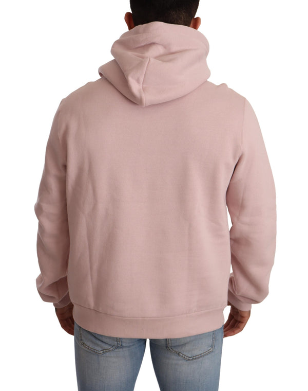 Pink Cotton Hooded Crown Pullover