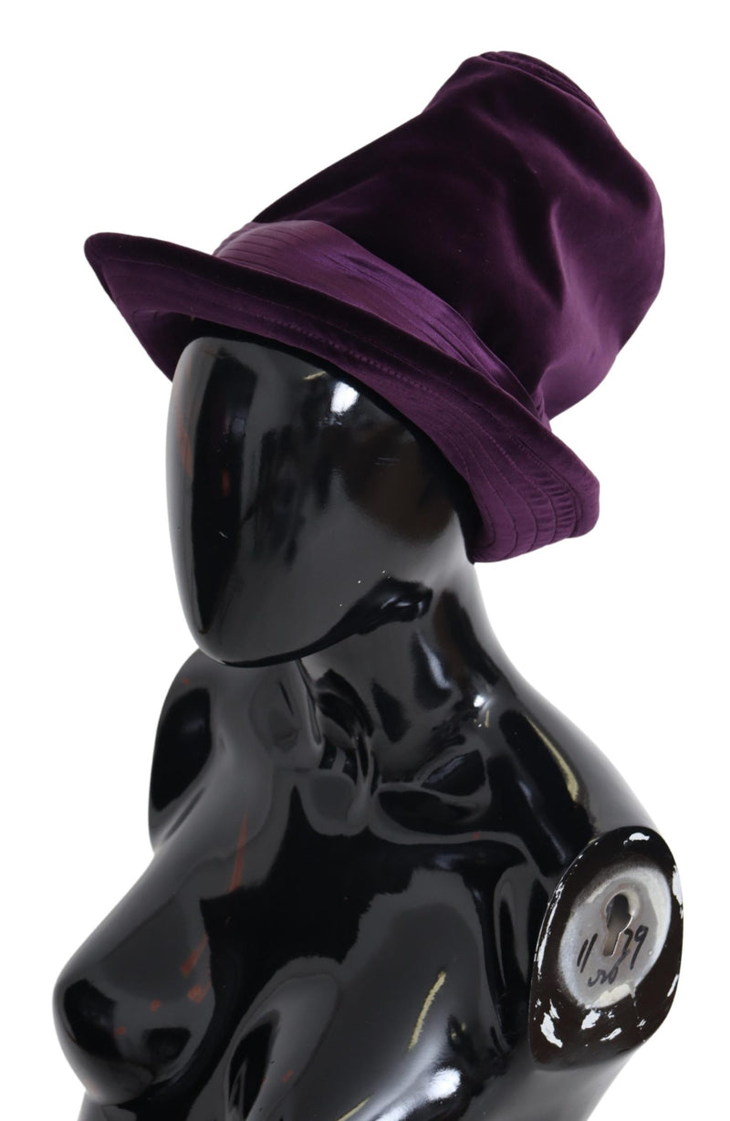 Purple Velvet Cotton Tall Fedora Capello Hat