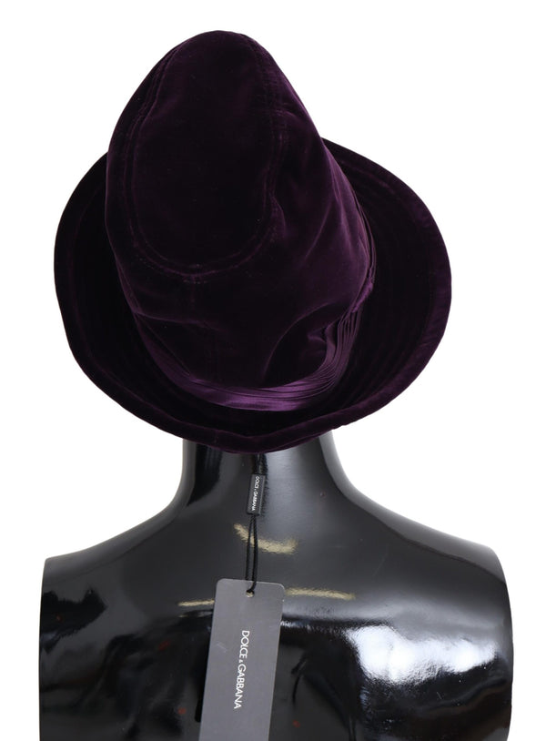 Purple Velvet Cotton Tall Fedora Capello Hat