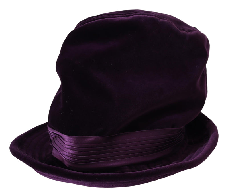 Purple Velvet Cotton Tall Fedora Capello Hat
